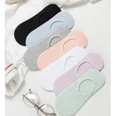 Kit 5 pares de meia Feminina Invisível cano curto não aparece lisa sortidas
