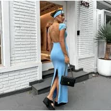 vestido longo Costa nua Zary 018