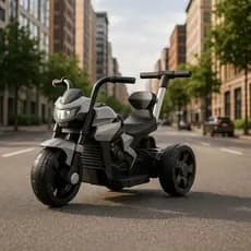 Mini Moto Elétrica Cinza Esportiva Bateria Recarregável Menino Menina Criança Infantil Empurrador