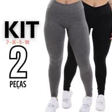 Kit 2 Calças Legging Feminina Cintura Alta Fitness