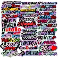 Super Kit 50 Adesivos Frases Holografico Carro Moto Bike Bag Caderno Notebook Sticker Cartela