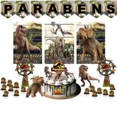 Kit Jurassic Park festa em casa dinossauros aniversário meninos criança infantil  decoração papelaria
