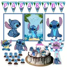 Kit festa em casa só um bolinho Stchit Lilo decoração aniversario festa em casa topo de bolo