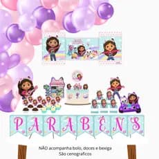 Kit decoração aniversario festa em casa magica da Gabby gatinhos desenho infantil