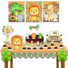 Kit festa em casa só um bolinho decoração Safari mesverário e aniversario