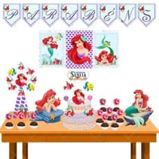 Kit festa em casa só um bolinho decoração Ariel princesa desenhor aniversário monta facil alta qualidade