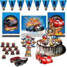 Kit festa em casa só um bolinho decoração aniversário completo Hotweels carrinho menino
