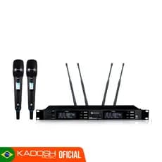 Microfone Sem Fio Kadosh K-1202M UHF Bastão Duplo - Preto