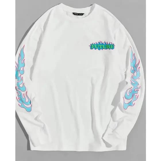 Moletom Gola redonda Forever Chama Flaming Azul Streetwear
