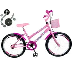 Bicicleta Infantil Aro 20 Feminina + Aro Aero + Cesta + Rodinhas