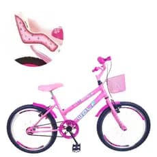 Bicicleta Infantil Aro 20 Feminina + Aro Aero + Cesta + Cadeira de boneca