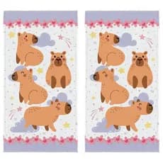 Kit 2 Toalhas De Banho Infantil Criança Animais Capivara Algodão Menino Menina