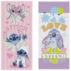 Kit 2 Toalhas De Banho Infantil Criança Algodão Personagem Stitch E Angel