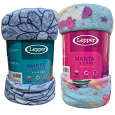 Kit 2 Mantas Cobertor Coberta Criança Kids Infantil Solteiro Menino Menina Fadas e Dinossauro 1,50x2,20m