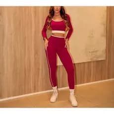 Conjunto Muse Cropped manga Longa e legging fitnnes academia