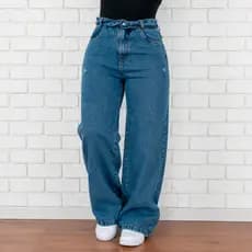 Calça Jeans Feminina Wide Leg Cos Avesso Cintura Alta Linha Premium