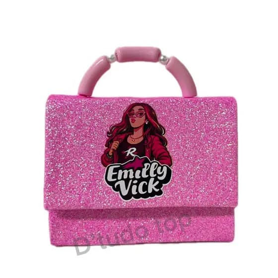 Bolsa Emily Vick / bolsa infantil brilhosa de menina com corrente / Pink Dos Rosas moda 2026 blogueirinha
