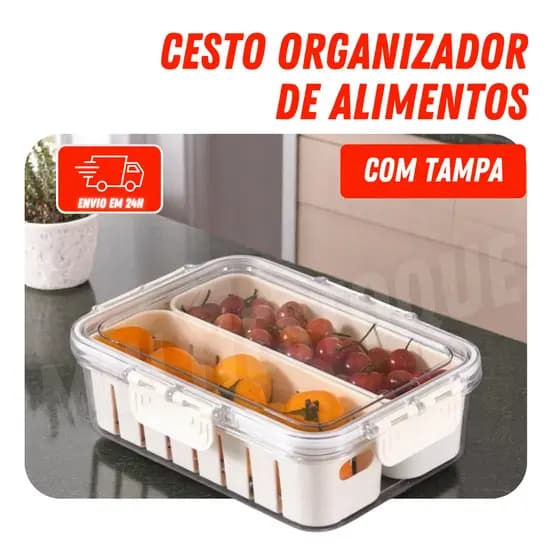 Organizador Geladeira Tampa Acrílico Drenagem 2,5 Litros