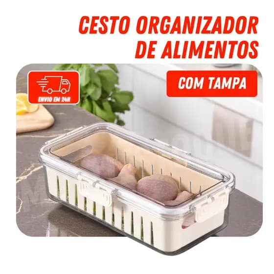 Organizador Geladeira Tampa Acrílico Drenagem 3,7 Litros