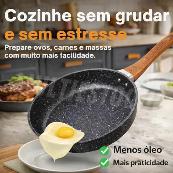 Frigideira Antiaderente 18cm Alumínio Fundo Indução Cabo Baquelite – Não Gruda