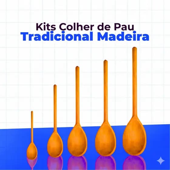 Kits Colher De Pau Oval Tradicional Madeira Utensilio de Cozinha Casa Prática e Sustentável