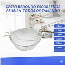 Cesto Redondo Escorredor Peneira Para Panela Fritura Fritadeira Bar Cozinha Lanchonete Restaurante