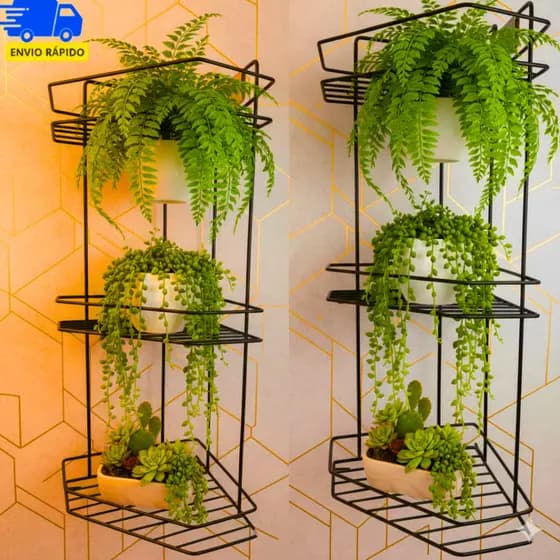 Suporte Cantoneira Resistente Pendurar Vaso de Planta Flores Parede Casa Sala Quintal Decoração
