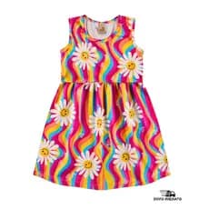 Vestido Infantil Juvenil Menina Verão Crepe Estampa Margarida