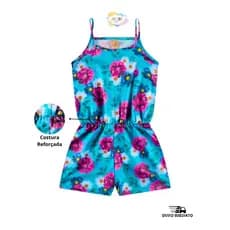 Macaquinho Infantil Juvenil Menina Crepe Estampa Flores Verão