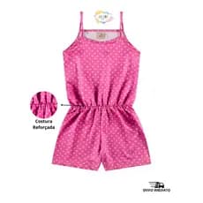 Macaquinho Infantil Juvenil Menina Crepe Estampa Coraçãozinho Verão