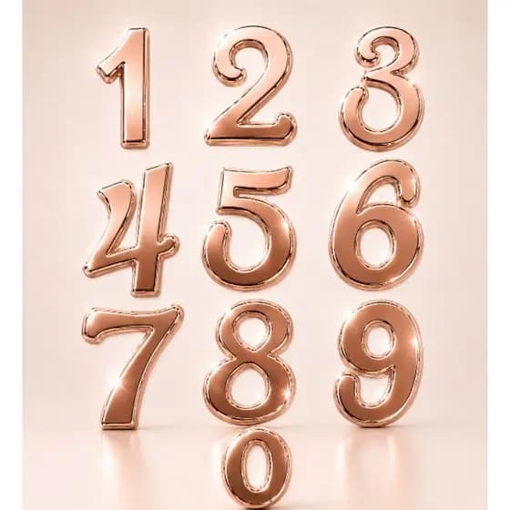 Apliques Números do 0 ao 9 Papel Laminado ROSÊ GOLD 4cm Lamicote 250g