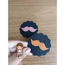 Aplique EVA tipo Mundo Bita Bigode Laranja com Escalope Offset Branco para caixinhas e lembrancinhas