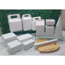 Caixas Papel Branco Triplex 250g modelo Milk, Cone Piramide, Meia Bala, Bem Casado, 2, 4 e 6 Doces