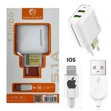Kit carregador de iphone fonte com cabo Turbo 5.1A 25W USB Lightning  H'maston Original
