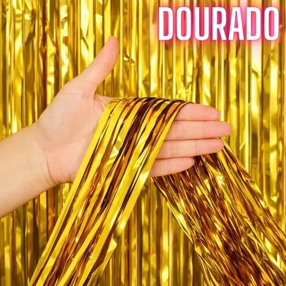 Cortina dourada Franja Decoração Parede Fundo para Festas Brilhante Furta Cor