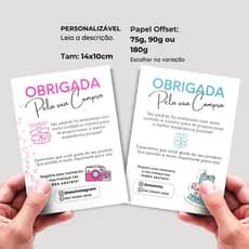 Cartão de Agradecimento ao Cliente Personalizado 14x10 para loja, ecommerce, empresa. Obrigada pela sua compra