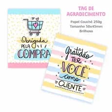 Mini Cartão Agradecimento, Tag para Loja, Empresa, Correios