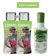Kit 3 Unidades: 1 Gel Combate Arnica 15 Ervas 200g Sofisticatto + 1 Gel de Arnica Com Erva Santa Maria 200g Mix Flora