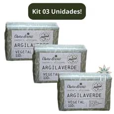 Kit 3 Unidades Sabonete em Barra ARGILA VERDE 110g Cheiro D´Ervas