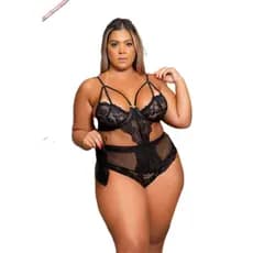 Body Feminino Rendado Coleguinha + Mascara Dormir Plus Size