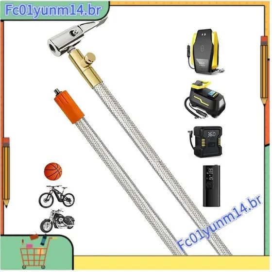Mangueira De Substituição Portátil Estendida Do Inflador Pneu Compressor De Ar Com Malha De Aço Inoxidável Para Proteção