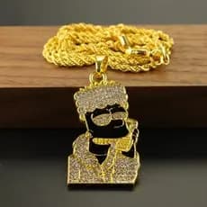 Colar Banhado a Ouro 24K Pingente de Zircão em Ouro Amarelo Menor Moda Masculina e Feminina Acessórios de Jóias HYOY