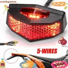5 Em 1 Motocicleta LED Sinais De Volta Parar Luz De Freio Traseira Placa De Licença Universal Vermelho vc2obymaox.br