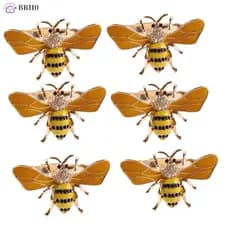 6PCS Desenho De Abelha Amarela Metálica Toalha De Anel De Fivela Porta-Guardanapo Festa De Casamento Decoração De Mesa Do Hotel De Férias