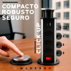 Torre de Tomadas Com USB C Embutir Bancada 20 amperes 10 Amperes Extensao de mesa Retratil Discreta
