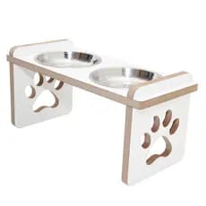 Comedouro Bebedouro Duplo Mdf Pet Elevado Cachorro Gato