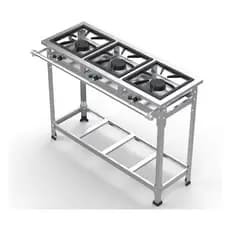 Fogão Industrial Inox 430 3 Bocas Queimadores Alta Pressão Cor Prateado Gás