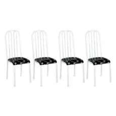 Conjunto Kit Jogo C/ 4 Cadeiras Tubular Aço Montreal Branca Para Mesa De Jantar