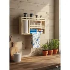 Suporte Porta tempero cozinha condimentos organizador porta papel toalha filme aluminio parede madeira
