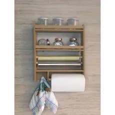 Suporte porta tempero condimentos cozinha duplo organizador parede madeira prateleira mdf